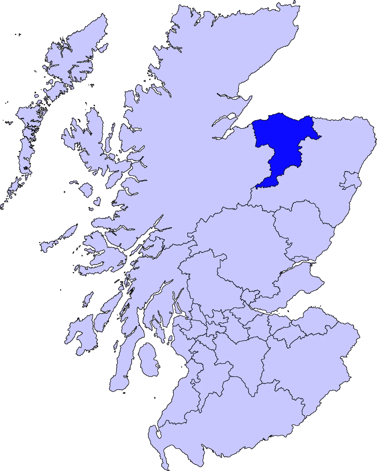 Map highlighting Moray in Scotland with Burghead marked in the northeast.