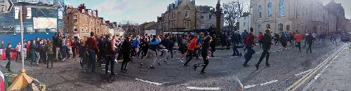 People playing the Callant's Hand Ba Game in Jedburgh.